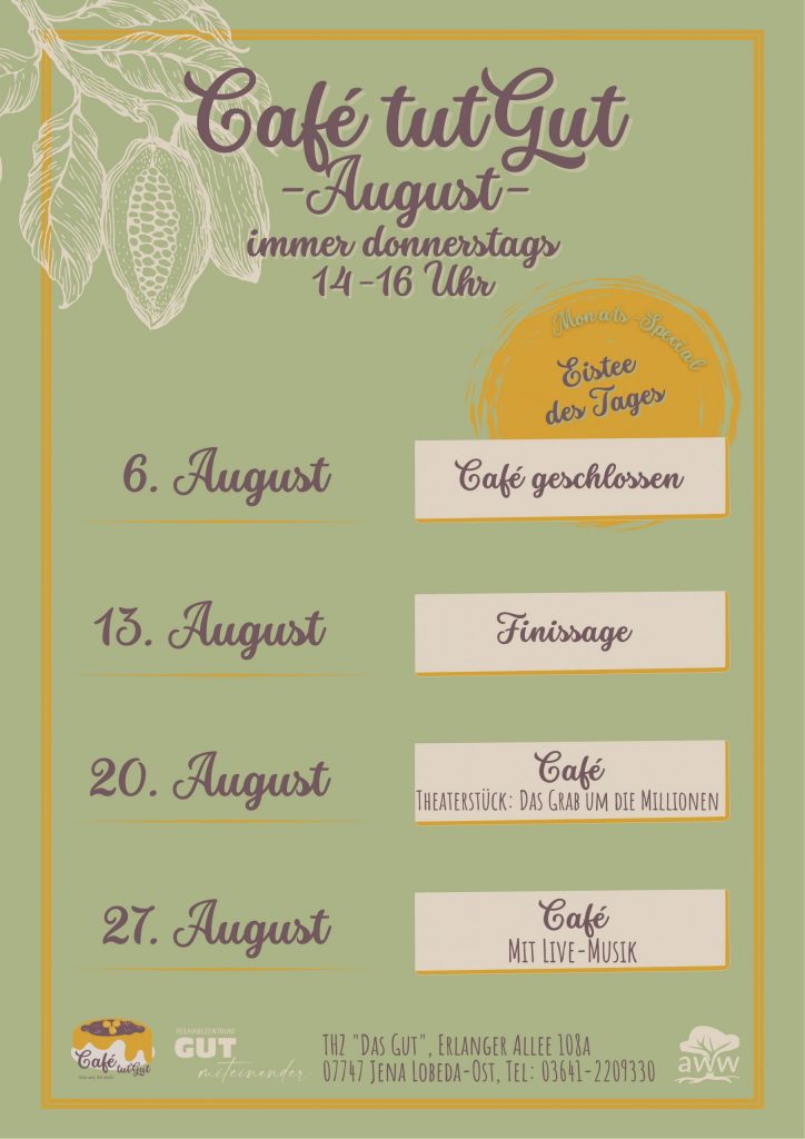 Monatsplan Café tutGUT August
