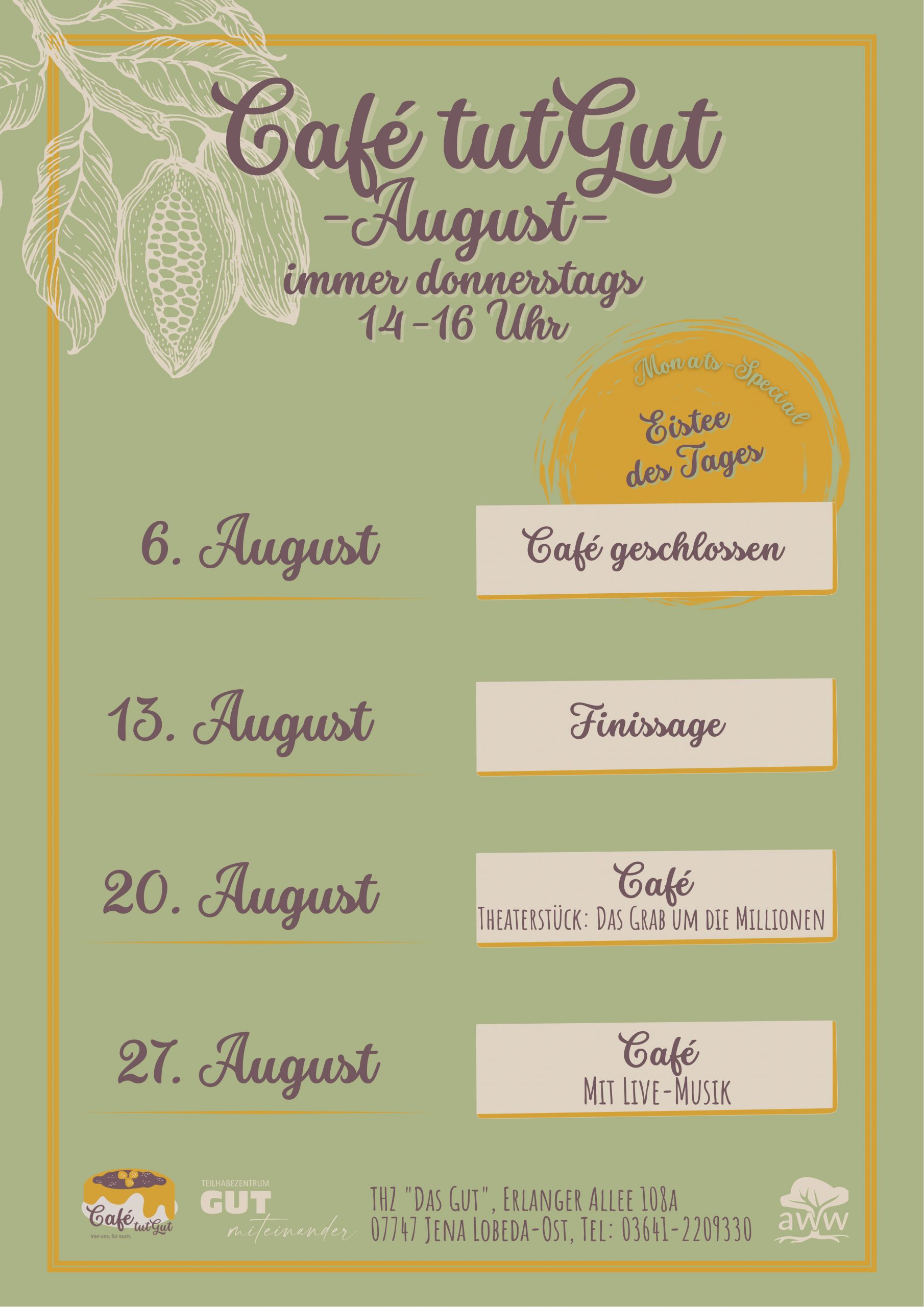 Monatsplan Café tutGUT August